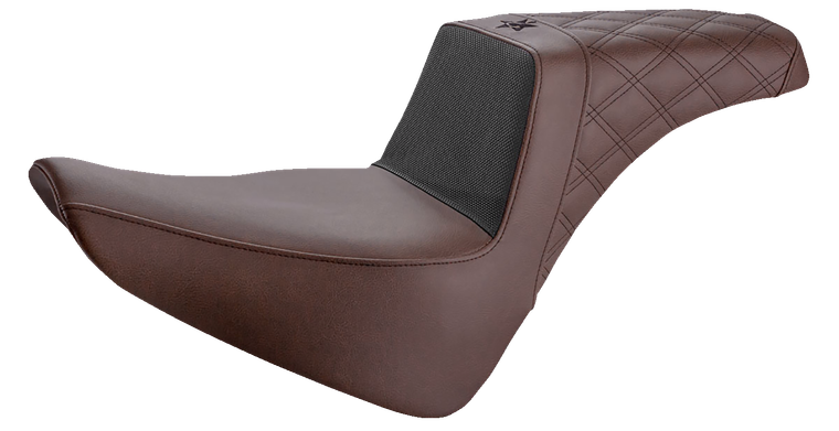Saddlemen - Unknown Industries Seat - Front Carbon Fiber/Black Gripper Lumbar/Rear Lattice Stitch - FL '18-'22 - Unknown Industries Performance Gripper Seat - UN18-33-173BR