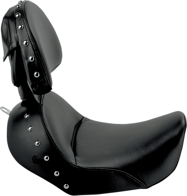 Saddlemen - Heels Down Solo Seat - With Backrest - Studded - Black - Dyna - Heels Down Solo Seat - 806-04-0031