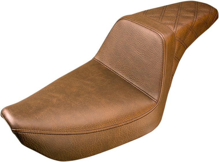 Saddlemen - Step Up Seat - Rear Lattice Stitched - Brown - Dyna - Step-Up Seat - 896-04-173BR