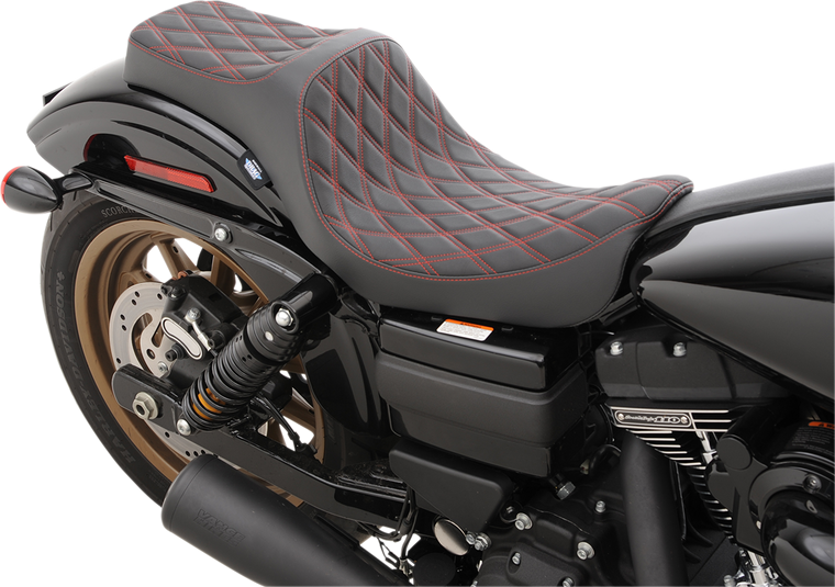 Drag Specialties - Predator III Seat - Double Diamond - Red Stitching - Predator III Seat - 0803-0604