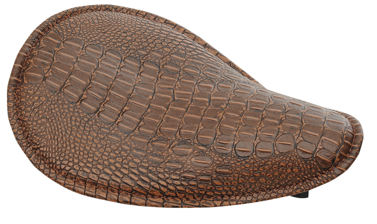 Drag Specialties - Seat - Spring Solo - Low-Profile - Small - Faux Alligator/Brown Stitching - Small Low-Profile Spring Solo Seat - 0806-0096