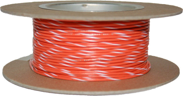 Namz Custom Cycle Products - #18-gauge Orange/white Stripe 100' Spool Of Primary Wire - NWR-39-100