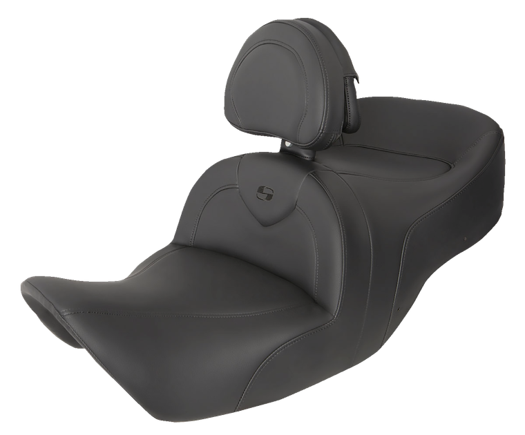 Saddlemen - RoadSofa Seat - with Backrest - Black w/ Black Stitching - GL1800 '01-'10 - RoadSofa Seat - H01-07-187BR