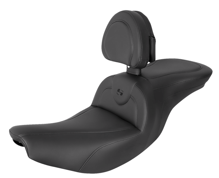 Saddlemen - RoadSofa Seat - with Backrest - Black w/ Black Stitching - Indian '14-'23 - RoadSofa Seat - I14-07-187BR
