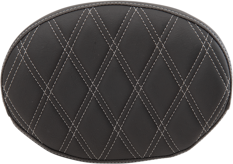 Drag Specialties - Backrest Pad - Oval - Double Diamond - Silver Thread - Backrest Pad - 0822-0429