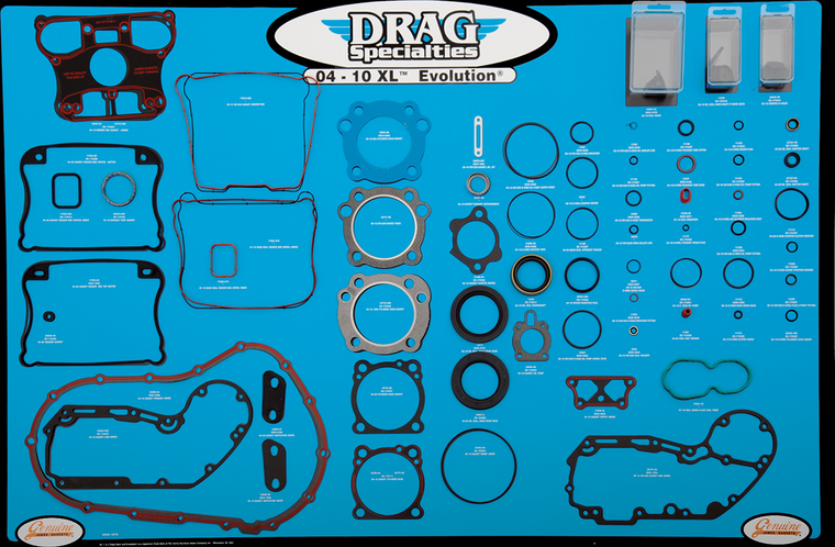 Drag Specialties - Gasket Board - XL - Gasket, Seal and O-Ring Display for 04-15 Xl Evolution Motors - 0934-1878