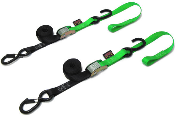 Powertye - Tie-down Cam Sec Hook Soft-tye 1"x6' Black/green Pair - 23625-S