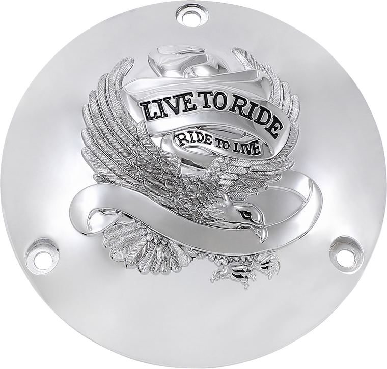 Drag Specialties - Live to Ride Derby Cover - 3 Hole - Chrome - Live to Ride Derby Cover - 33-0010CA