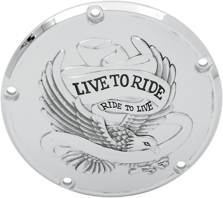 Drag Specialties - Live to Ride Derby Cover - 5-Hole - Chrome - Live To Ride Derby Cover - 33-0065CA