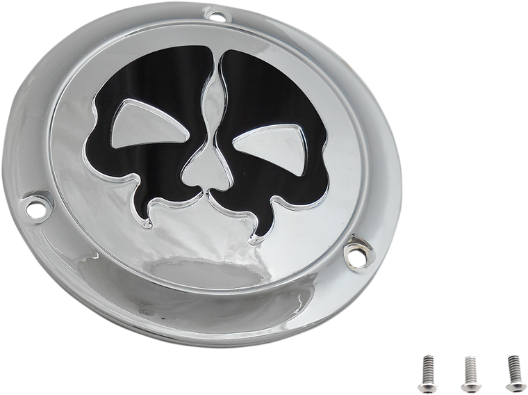 Drag Specialties - Split Skull Derby Cover - Chrome - 3-Hole - Split Skull Derby Cover - 78045