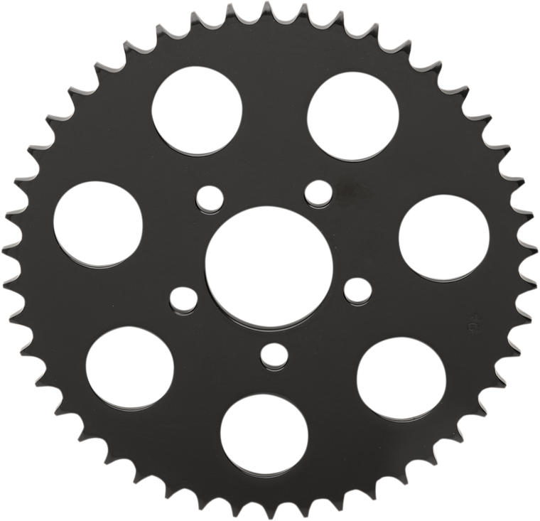 Drag Specialties - Rear Sprocket - Gloss Black - Flat - 46 Tooth - 530 Chain Conversion Rear Sprocket - 16429EB