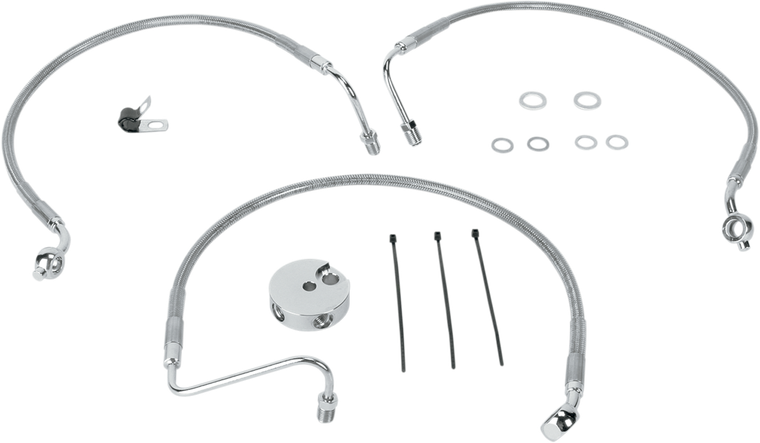 Drag Specialties - Brake Line - Front (Lower/Upper) - Stainless Steel - Stainless Steel Brake Line Kit - 660510