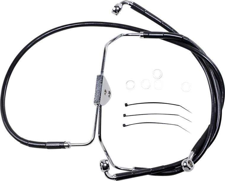Drag Specialties - Brake Line - Front - Black - +4" - Extended Length Black Vinyl Brake Line Kit - 620085-4BLK