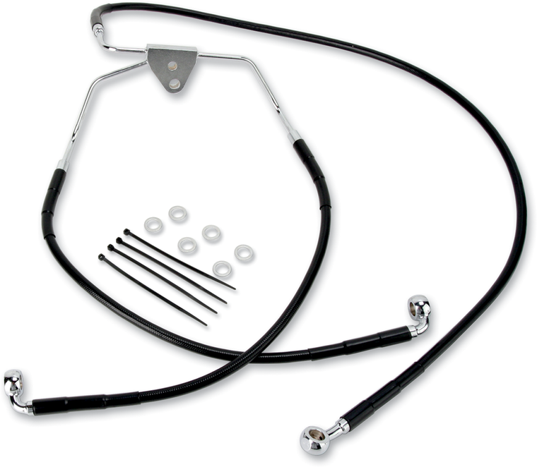 Drag Specialties - Brake Line - Front - Black - +10" - Extended Length Black Vinyl Brake Line Kit - 620085-10BLK