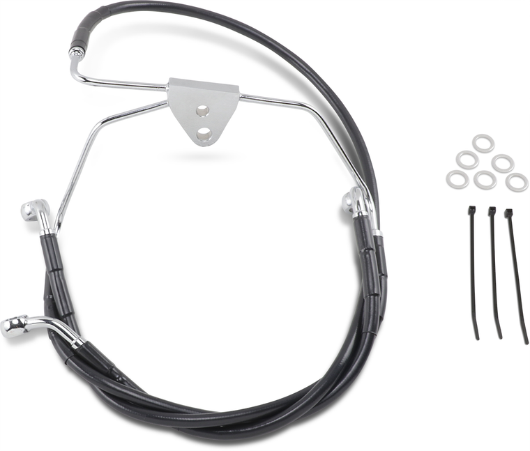 Drag Specialties - Brake Line - Front - Black - +2" - FLH '96-'07 - Extended Length Black Vinyl Brake Line Kit - 660411-2BLK