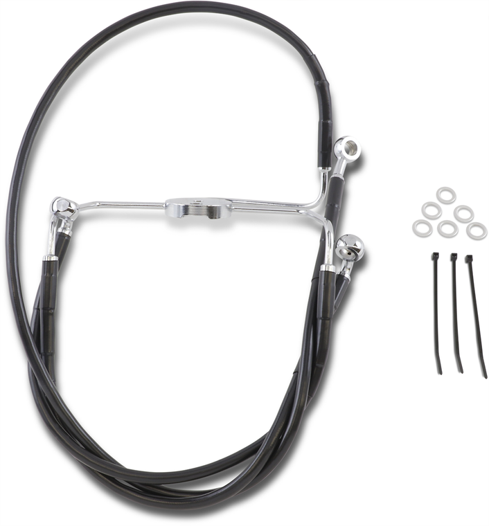 Drag Specialties - Brake Line - Front - Black - +10" - Extended Length Black Vinyl Brake Line Kit - 644410-10BLK