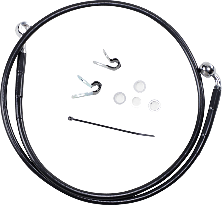 Drag Specialties - Brake Line - Front - Black - +6" - '04-'10 XL - Extended Length Black Vinyl Brake Line Kit - 660313-6BLK
