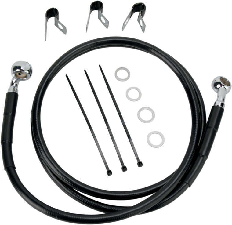 Drag Specialties - Brake Line - Front - Black - +2" - '00-'07 FLST - Extended Length Black Vinyl Brake Line Kit - 660214-2BLK