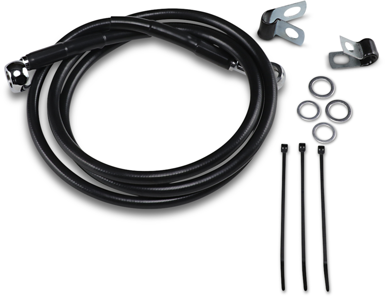 Drag Specialties - Brake Line - Front - Black - +10" - Extended Length Black Vinyl Brake Line Kit - 640113-10BLK