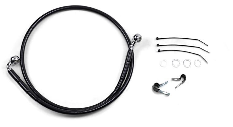 Drag Specialties - Brake Line - Front (Upper) - Black - Stainless Steel Brake Line Kit - 640112-BLK