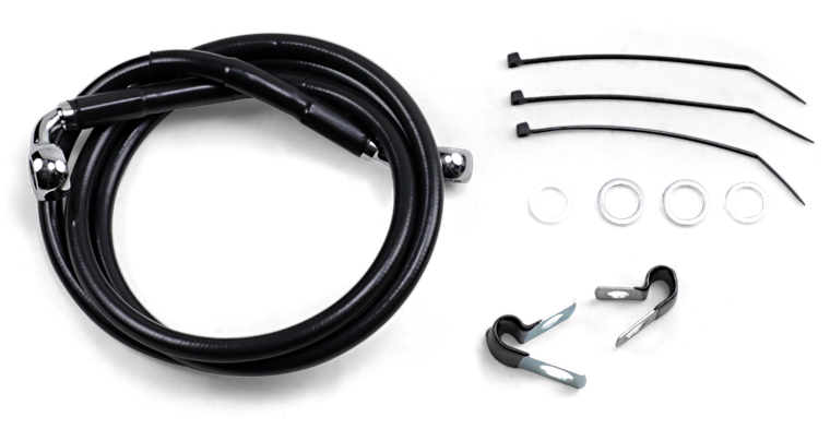 Drag Specialties - Brake Line - Front - Black - +6" - FXD '00-'05 - Extended Length Black Vinyl Brake Line Kit - 640112-6BLK
