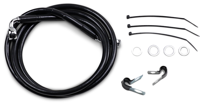 Drag Specialties - Brake Line - Front - Black - +10" - FXD '00-'05 - Extended Length Black Vinyl Brake Line Kit - 640112-10BLK