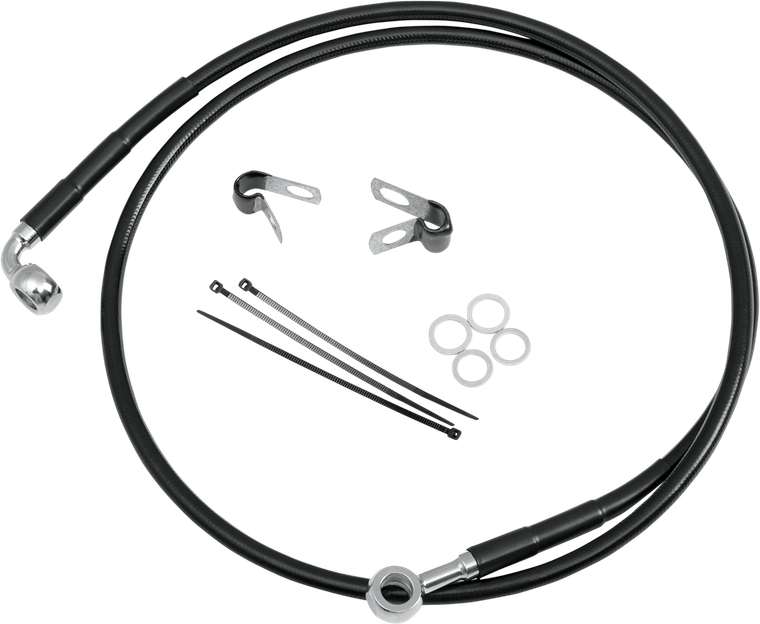 Drag Specialties - Brake Line - Front (Upper) - Black - Stainless Steel Brake Line Kit - 640115-BLK
