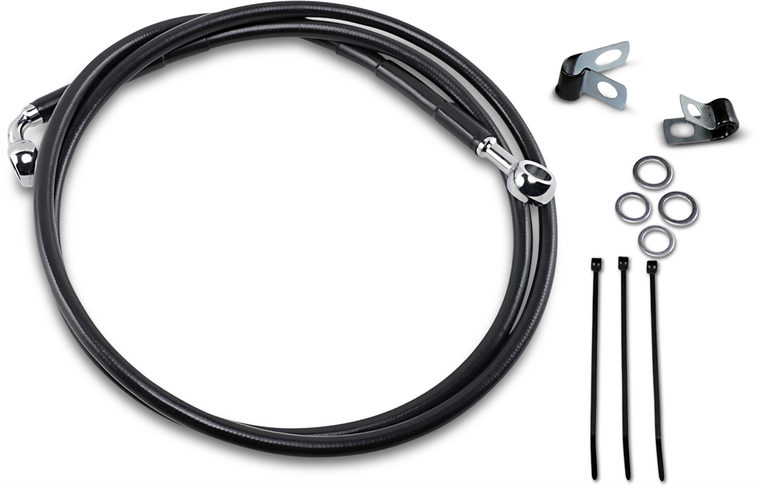 Drag Specialties - Brake Line - Front - Black - +8" - Extended Length Black Vinyl Brake Line Kit - 640115-8BLK