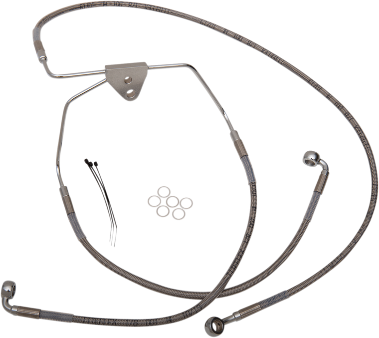 Drag Specialties - Brake Line - Front - +8" - Touring - Stainless Steel - Extended Length Stainless Steel Brake Line Kit - 620085-8