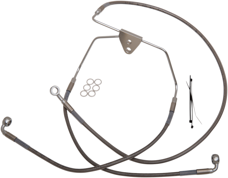 Drag Specialties - Brake Line - Front - +10" - Touring - Stainless Steel - Extended Length Stainless Steel Brake Line Kit - 620085-10