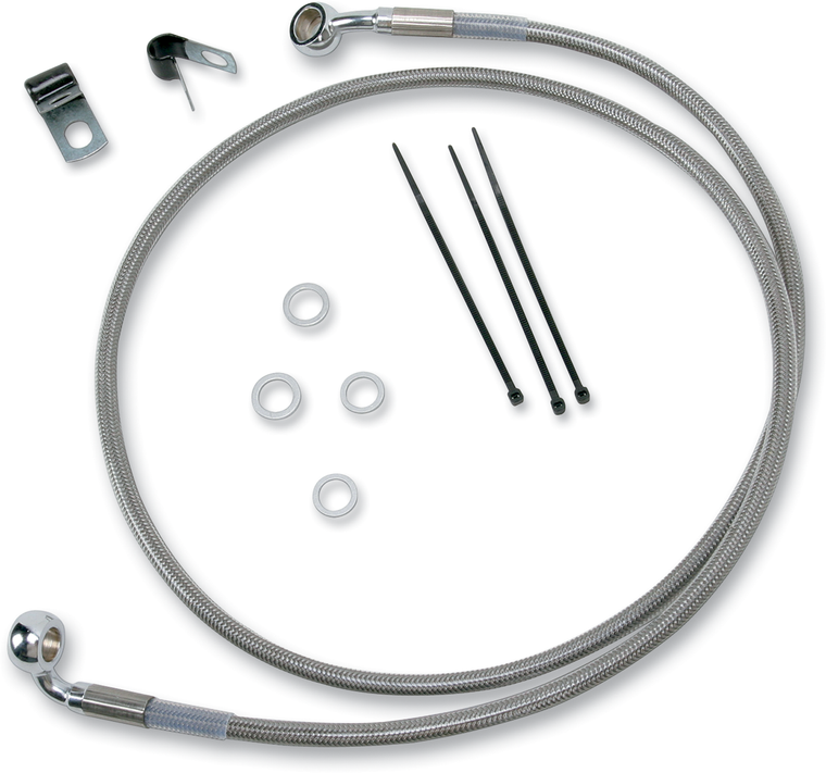 Drag Specialties - Brake Line - Front - +2" - Stainless Steel - Extended Length Stainless Steel Brake Line Kit - 640210-2