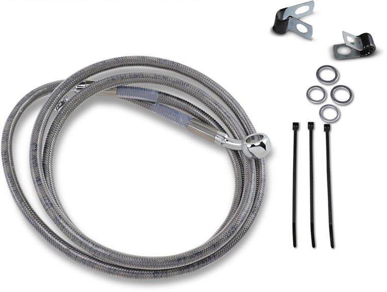 Drag Specialties - Brake Line - Front - +10" - Stainless Steel - Extended Length Stainless Steel Brake Line Kit - 640210-10