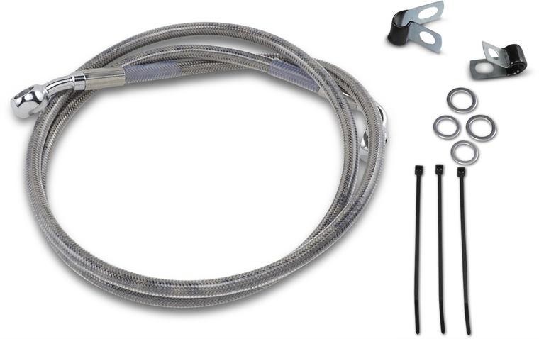 Drag Specialties - Brake Line - Front - +2" - Stainless Steel - Extended Length Stainless Steel Brake Line Kit - 640113-2