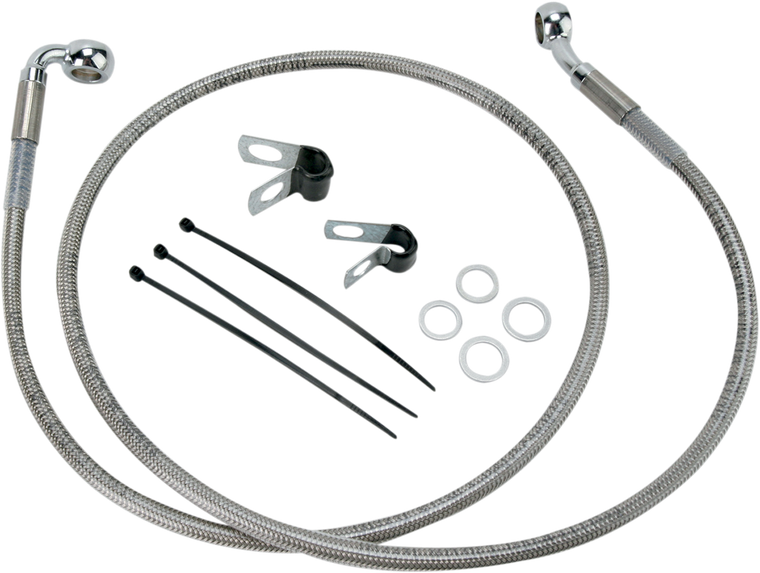 Drag Specialties - Brake Line - Front - +6" - Stainless Steel - Extended Length Stainless Steel Brake Line Kit - 640112-6