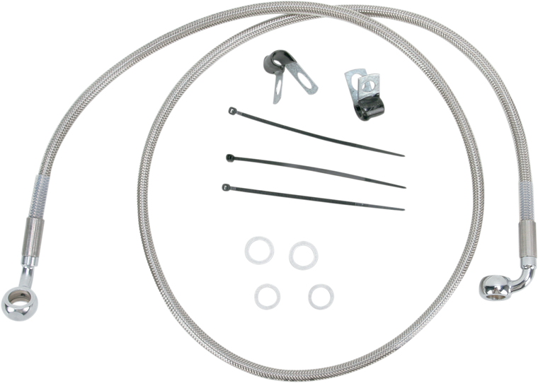 Drag Specialties - Brake Line - Front - +2" - Stainless Steel - Extended Length Stainless Steel Brake Line Kit - 640110-2