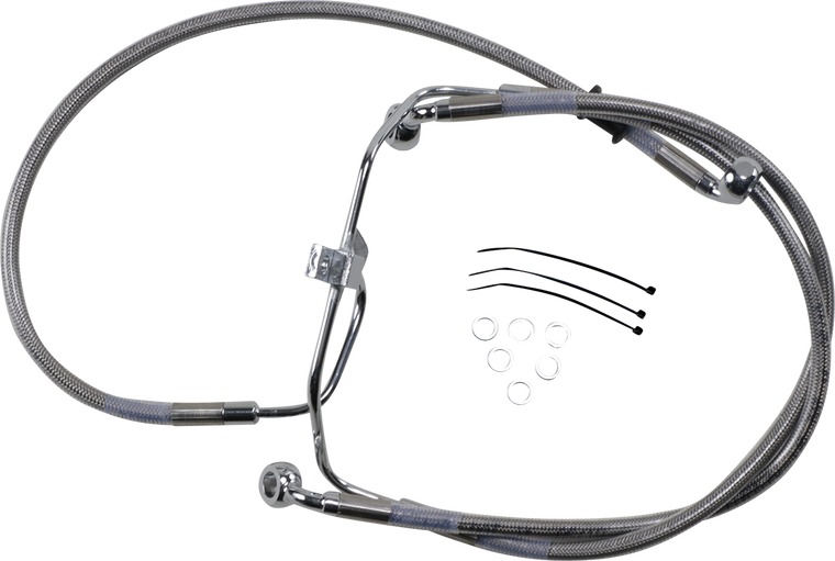 Drag Specialties - Brake Line - +2" - Stainless Steel - FXDF '08-'17 - Extended Length Stainless Steel Brake Line Kit - 660325-2