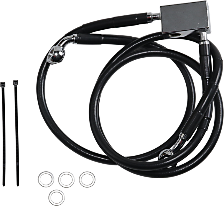 Drag Specialties - Brake Line - Rear - Black - +3" - Softail '00-'03 - Extended Length Black Vinyl Brake Line Kit - 640221-3BLK