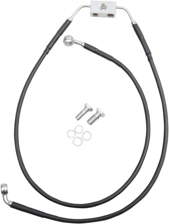 Drag Specialties - Brake Line - Front - Black - +6" - FXDB '12-'17 - Extended Length Black Vinyl Brake Line Kit - 612135-6BLK