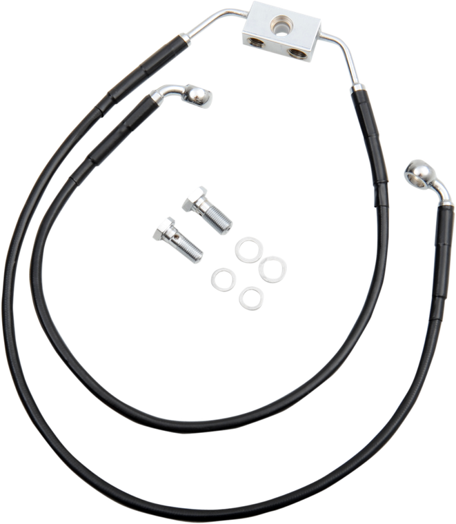 Drag Specialties - Brake Line - Front - Black - +6"- FXDWG '12-'17 - Extended Length Black Vinyl Brake Line Kit - 612138-6BLK