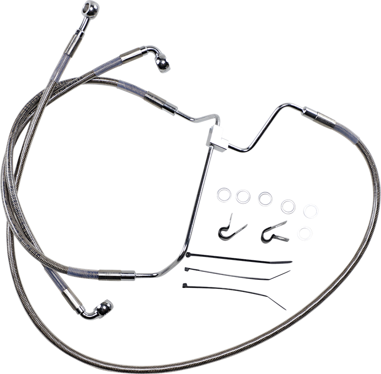 Drag Specialties - Brake Line - +8" - Stainless Steel - Extended Length Stainless Steel Brake Line Kit - 614085-8