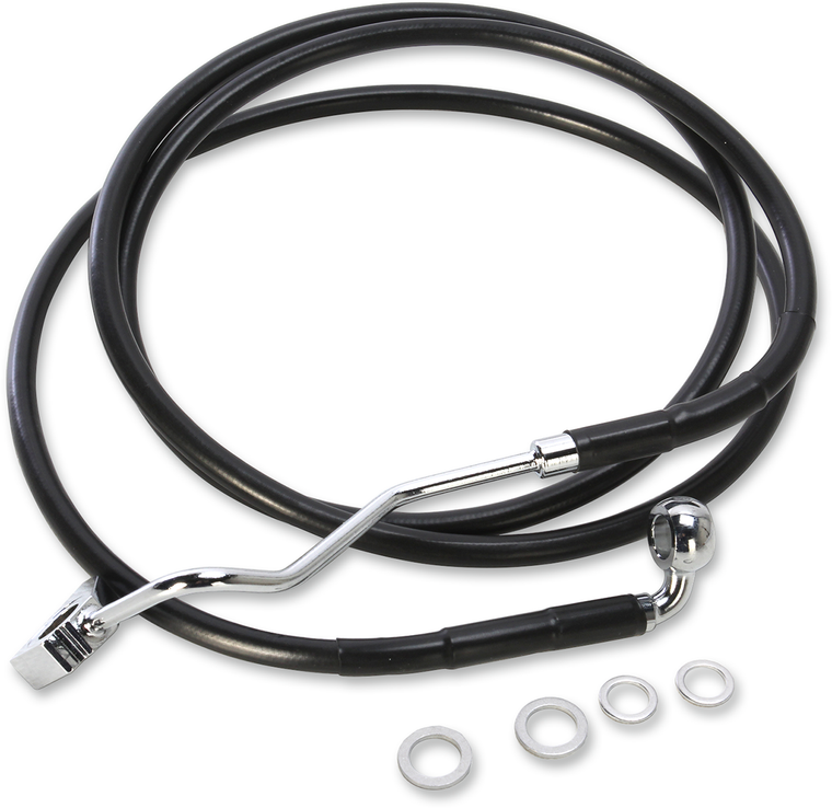 Drag Specialties - Brake Line - Front - Black - +4" - Extended Length Black Vinyl Brake Line Kit - 615220-4BLK