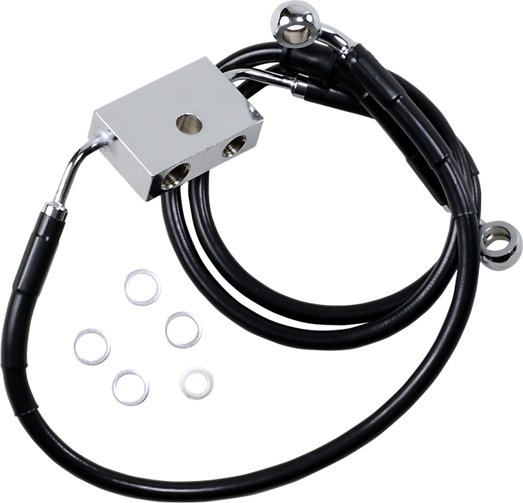 Drag Specialties - Brake Line - Front - +8" - Black - XL - Extended Length Brake Line - 614745-8BLK