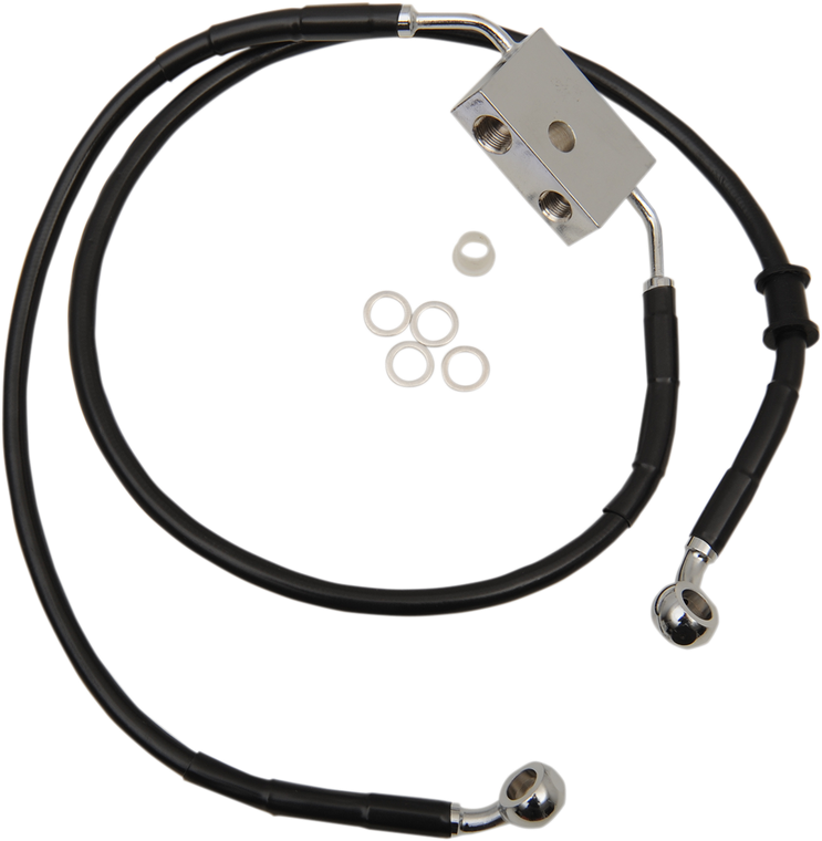 Drag Specialties - Brake Line - Front - +6" - Black - XL - Extended Length Brake Line - 614750-6BLK
