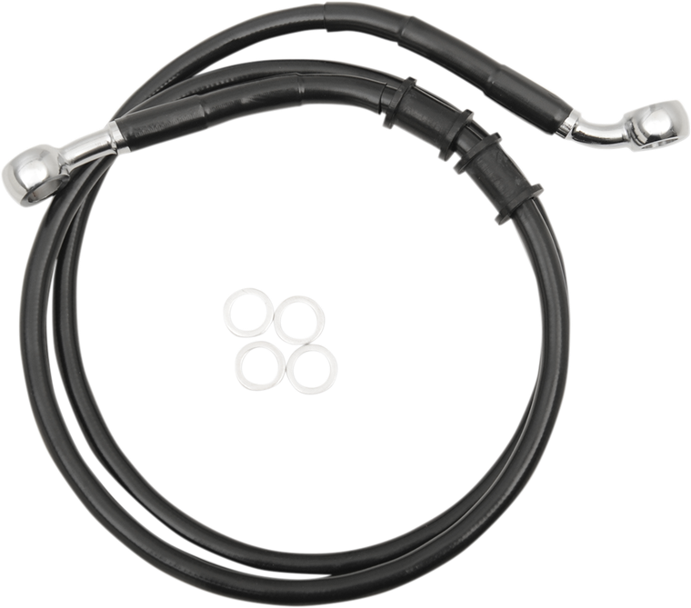 Drag Specialties - Brake Line - Front - +4" - Black - XL - Extended Length Brake Line - 614771-4BLK