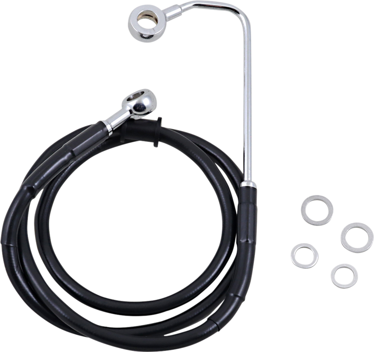 Drag Specialties - Brake Line - +6" - Black - '15-'17 Softail - Extended Length Stainless Steel Brake Line - 618299-6BLK