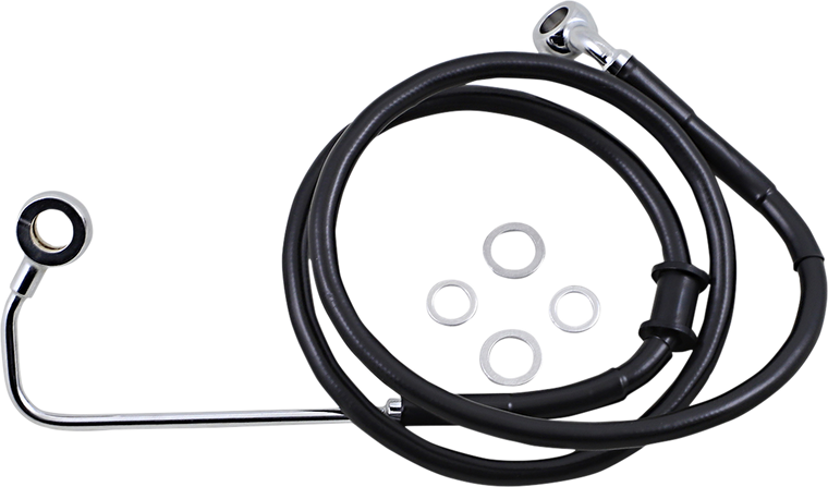 Drag Specialties - Brake Line - +8" - Black - '15-'17 Softail - Extended Length Stainless Steel Brake Line - 618302-8BLK