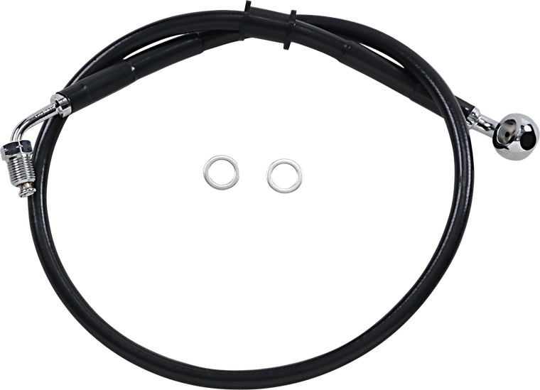 Drag Specialties - Brake Line - +4" - Black - '18-'21 Softail - Extended Length Stainless Steel Brake Line - 618604-4BLK
