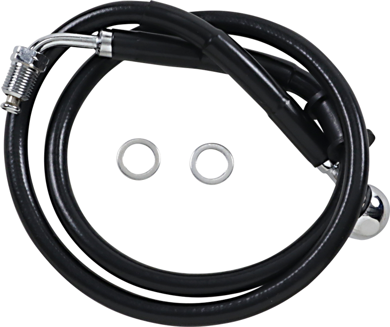 Drag Specialties - Brake Line - +6" - Black - '18-'21 Softail - Extended Length Stainless Steel Brake Line - 618604-6BLK