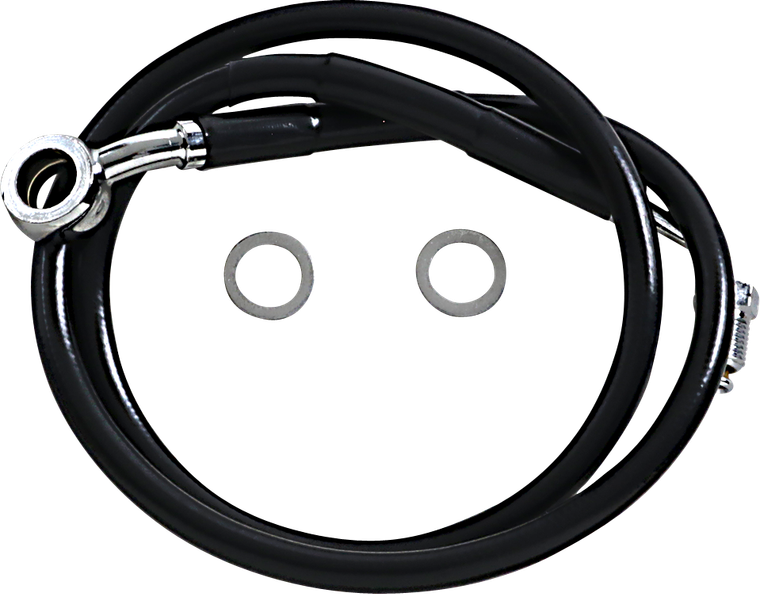 Drag Specialties - Brake Line - +10" - Black - '18-'22 Softail - Extended Length Stainless Steel Brake Line - 618631-10BLK