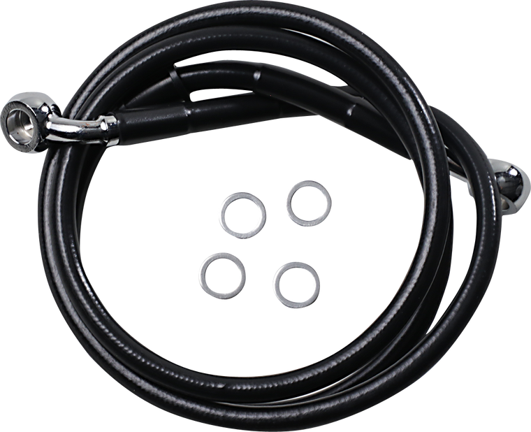 Drag Specialties - Brake Line - +2" - Black - XL - Extended Length Stainless Steel Brake Line - 618763-2BLK